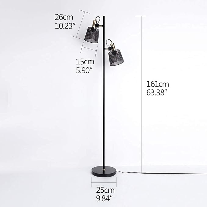 Newrays 2-Way Industrial Retro Iron Metal Mesh Floor Lamps with Adjustable Switch Plug-in for Living Room Bedroom Office - LeafyLoom