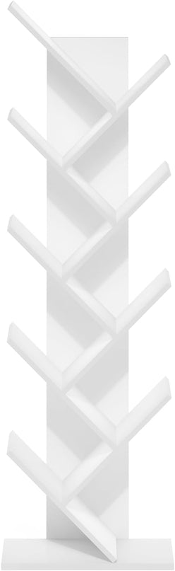 Furinno Tree Bookshelf 9-Tier Floor Standing Tree Bookcase, White - LeafyLoom