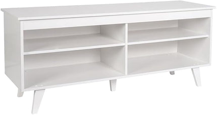 Madesa TV Stand Cabinet with 4 Shelves and Cable Management, Entertainment Center for TVs up to 55 Inches, Wooden, 23'' H x 15'' D x 53'' L – White - LeafyLoom