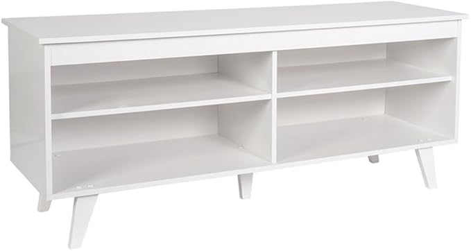 Madesa TV Stand Cabinet with 4 Shelves and Cable Management, Entertainment Center for TVs up to 55 Inches, Wooden, 23'' H x 15'' D x 53'' L – White - LeafyLoom