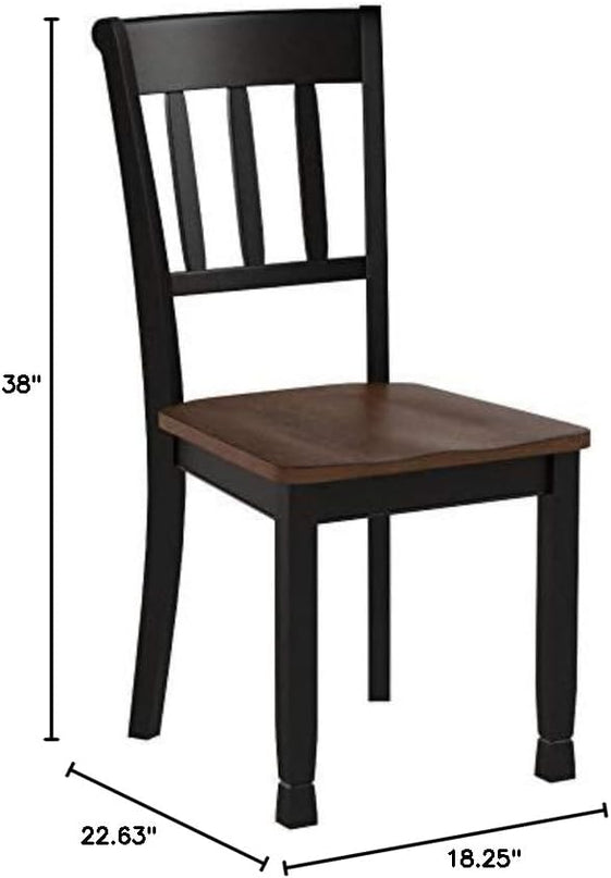 Signature Design by Ashley Owingsville Modern Farmhouse Dining Room Side Chair, Set of 2, Black and Brown - LeafyLoom