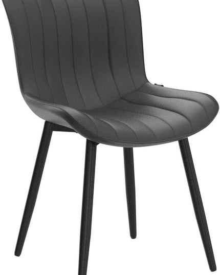 YOUNUOKE Black Dining Chairs Set of 2 Upholstered Mid Century Modern Kitchen Chair Armless Faux Leather Accent Dinning Side Chairs with Back and Metal Legs for Guest Waiting Reception Living Room - LeafyLoom