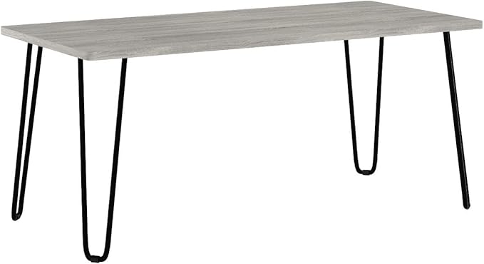 LAVISH HOME Coffee Table with Hairpin Legs-Modern Industrial Style Home Decor-Woodgrain-Look and Steel Accent Living Room Furniture, 41", Gray - LeafyLoom