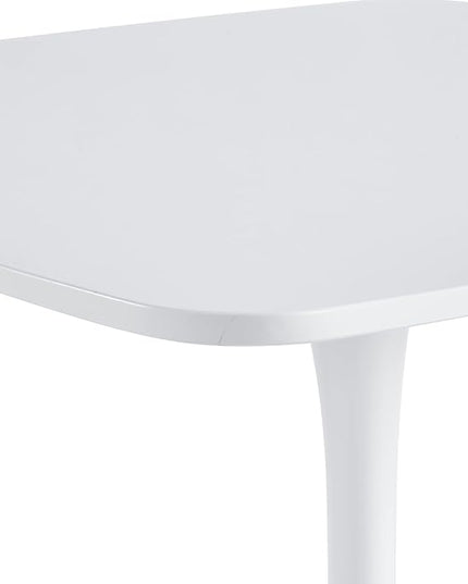 31.5 in White Square Pedestal Tulip Dining Table, Small Space Mid Century Modern Kitchen Table - LeafyLoom