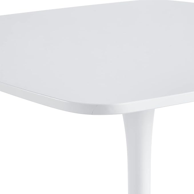 31.5 in White Square Pedestal Tulip Dining Table, Small Space Mid Century Modern Kitchen Table - LeafyLoom