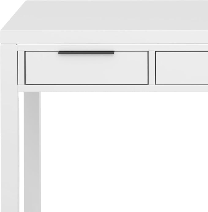 SIMPLIHOME Hollander Solid Wood Contemporary 60 Inch Wide Desk in White, for The Office Desk, Writing Table, Workstation and Study Table Distressed Dark Brown - LeafyLoom