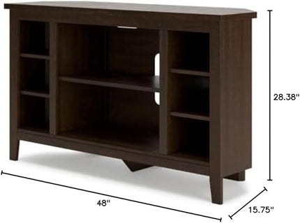 Signature Design by Ashley Camiburg Modern Corner TV Stand with Fireplace Option & Fits TVs Up to 48 Inches, Brown - LeafyLoom