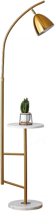 Modern Floor Lamp, Functional Bedside Lamp, Stylish Floor Lamp for Bedroom, Living Room or Office (with Marble Table) - LeafyLoom