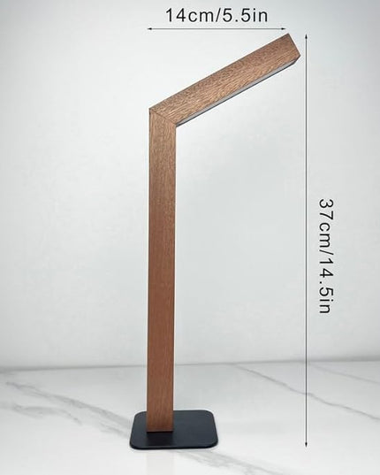 Wooden Versatile Rechargeable Tabletop Lamp - Touch Control, Foldable Design, USB-C Rechargeable LED Light, 1100mAh Battery - Ideal for Bedroom, Living Room, Office, Study, and Emergencies - LeafyLoom
