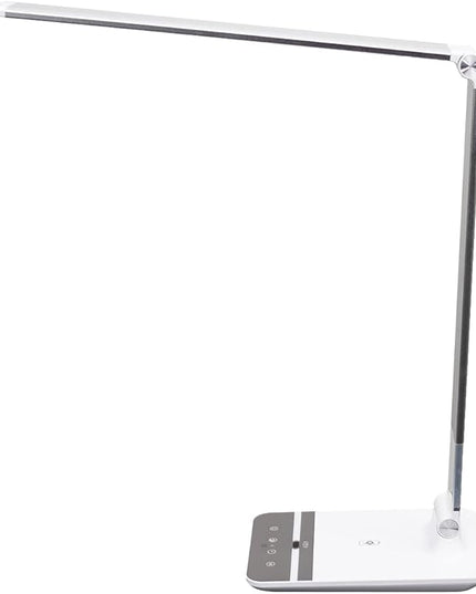 Stand Up Desk Store LED Desk Lamp with Wireless Charging Pad (White Housing, 500 Lumen LED, 10W Qi Wireless Charger, 5V/1A USB Output) - LeafyLoom