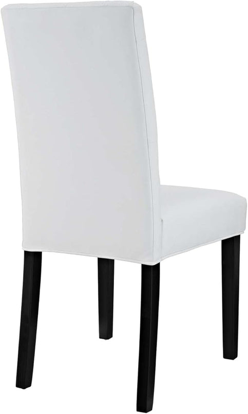 Modway Confer Modern Tufted Faux Leather Upholstered Parsons Four Dining Chairs in White - LeafyLoom