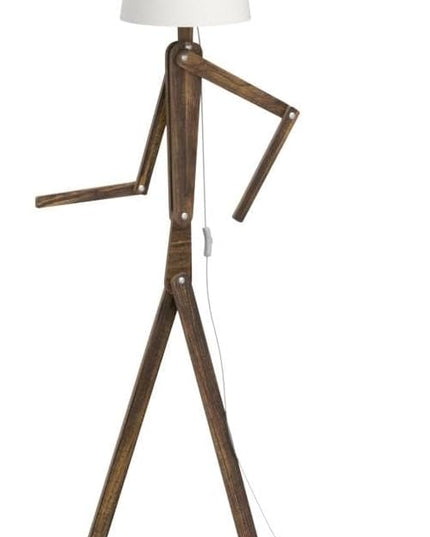 Cool Decorative Tall Floor Lamp Wood Swing Arm Standing Corner Reading Lights for Kids Bedroom Living Room Farmhouse - LED Bulb Included (Teak) - LeafyLoom