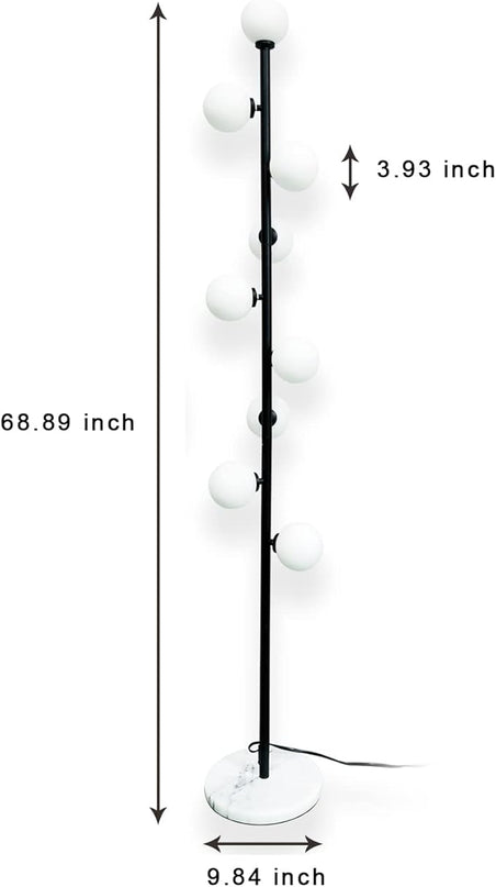 Hsyile Modern Creative Black Floor Lamp for Living Room,Bedroom,Office,Globe High Pole Standing Lamp, Tree Lamp,9 LED Bulbs included - LeafyLoom