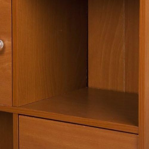Furinno Pasir 3-Tier Shelf with 3 Door/Round Handle, Light Cherry - LeafyLoom