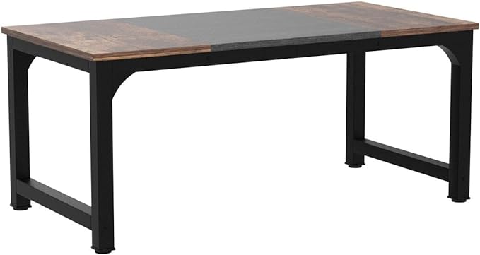 63 Inch Large Executive Computer office desk, Brown+Black - LeafyLoom