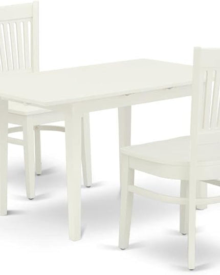 East West Furniture NFVA3-LWH-W 3 Piece Room Furniture Set Contains a Rectangle Kitchen Table with Butterfly Leaf and 2 Dining Chairs, 32x54 Inch - LeafyLoom