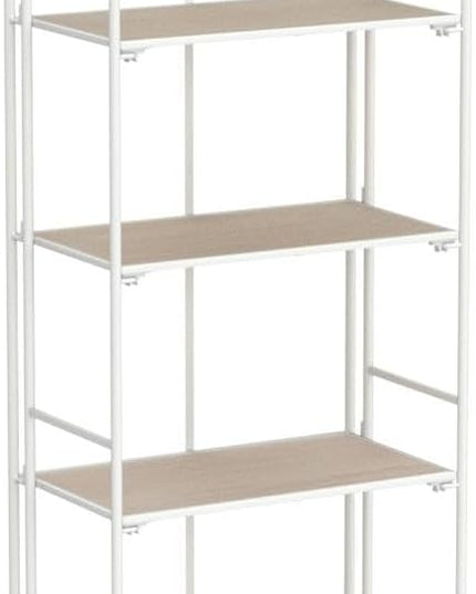 No Assembly Folding Bookshelf, 4 Tier White Bookshelf, Metal Book Shelf for Storage, Folding Bookcase for Office Organization and Storage, 12.6" D x 22.44" W x 55.51" H - LeafyLoom