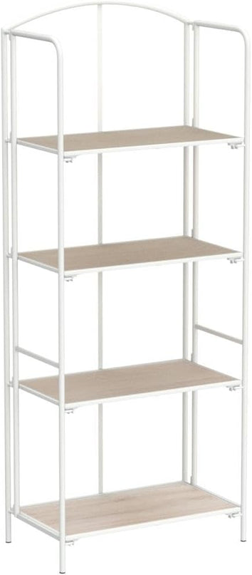 No Assembly Folding Bookshelf, 4 Tier White Bookshelf, Metal Book Shelf for Storage, Folding Bookcase for Office Organization and Storage, 12.6" D x 22.44" W x 55.51" H - LeafyLoom