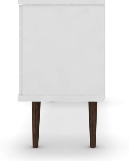 Manhattan Comfort Liberty Mid Century Modern TV Stand for Televisions up to 50 Inches, Bedroom and Living Room Entertainment Center with Storage, Shelves, and Cabinet, 53" Wide, White - LeafyLoom