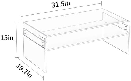 Acrylic Coffee Table for Living Room Clear Rectangle Lucite Table with Open Storage Shelf, Clear - LeafyLoom