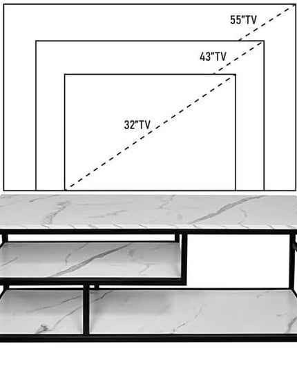 AT-VALY 3-Tier TV Stand Media Console Table with Open Shelving Storage for Living Room Bedroom 47inch for up to 55" TV - LeafyLoom