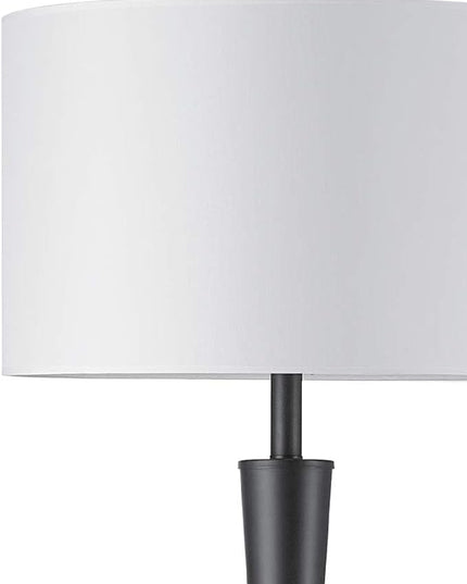 Globe Electric x Novogratz 67224 Temple 70" Floor Lamp, Matte Black, White Fabric Shade, Socket Rotary Switch - LeafyLoom