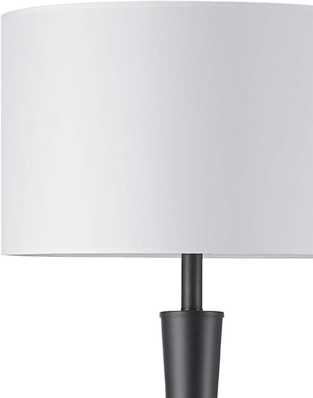 Globe Electric x Novogratz 67224 Temple 70" Floor Lamp, Matte Black, White Fabric Shade, Socket Rotary Switch - LeafyLoom