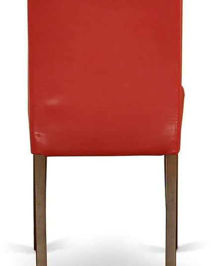 East West Furniture NOAB3-MAH-72 3 Piece Room Set Contains a Rectangle Wooden Table with Butterfly Leaf and 2 Firebrick Red Faux Leather Parsons Dining Chairs, 32x54 Inch - LeafyLoom