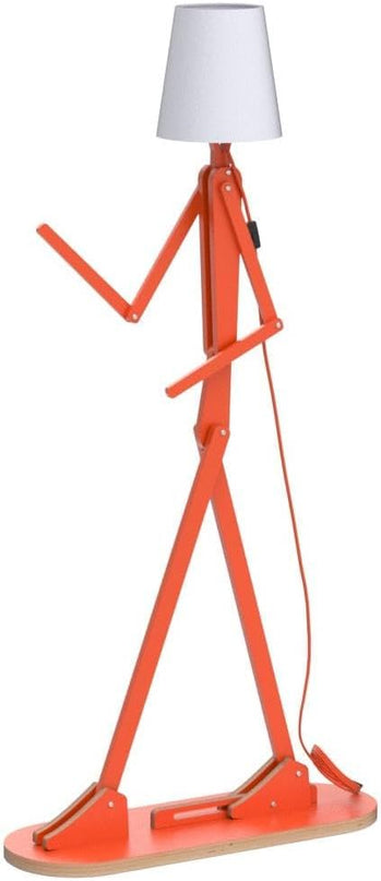 Cool Creative Floor Lamps Wood Tall Decorative Corner Reading Standing Swing Arm Light for Living Room Bedroom Office Farmhouse Kids Boys Girls Gift - with LED Bulb (Orange) - LeafyLoom