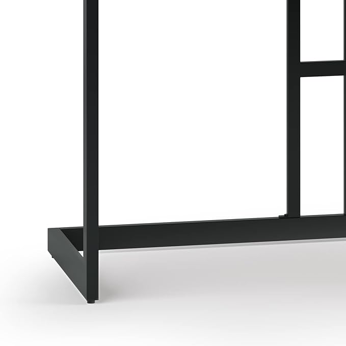 SIMPLIHOME Erina SOLID ACACIA WOOD Modern Industrial 48 Inch Wide Small Desk in Distressed Charcoal Brown, For the Office Desk, Writing Table, Workstation and Study Table - LeafyLoom