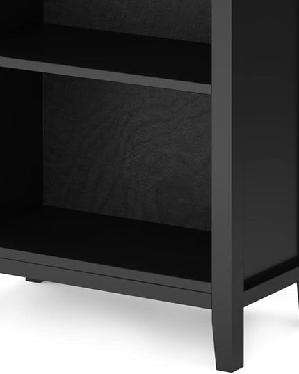 SIMPLIHOME Artisan SOLID WOOD 26 Inch Contemporary 5 Shelf Bookcase in Black, For the Living Room, Study Room and Office - LeafyLoom