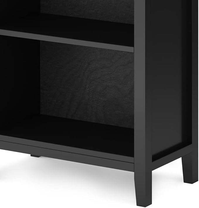 SIMPLIHOME Artisan SOLID WOOD 26 Inch Contemporary 5 Shelf Bookcase in Black, For the Living Room, Study Room and Office - LeafyLoom