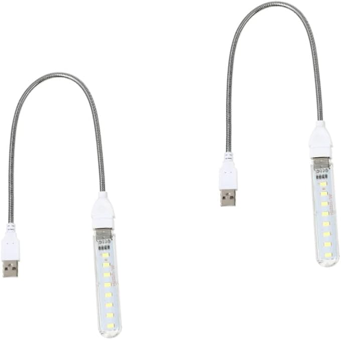 ARTIBETTER 2pcs U Disk Night Light Led Reading Light Plug in Led Night Light Outdoor Camping Light Gooseneck 8 Leds Night Lamp Atmosphere Light USB Light Indoor Computer Jianpan Student PVC - LeafyLoom