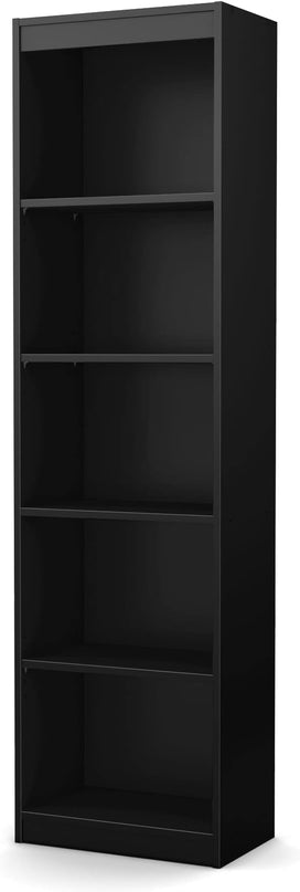 South Shore Axess 5-Shelf Narrow Bookcase, Pure Black, 7270758 - LeafyLoom