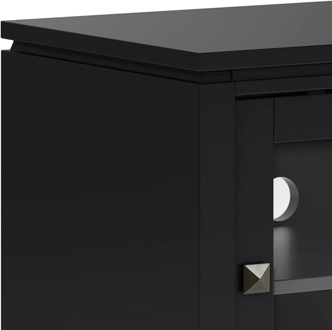 SIMPLIHOME Cosmopolitan SOLID WOOD 48 Inch Wide Contemporary TV Media Stand in Black for TVs up to 55 Inch, For the Living Room and Entertainment Center - LeafyLoom