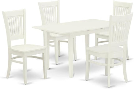 East West Furniture NFVA5-LWH-W 5 Piece Set Includes a Rectangle Dining Room Table with Butterfly Leaf and 4 Kitchen Chairs, 32x54 Inch - LeafyLoom
