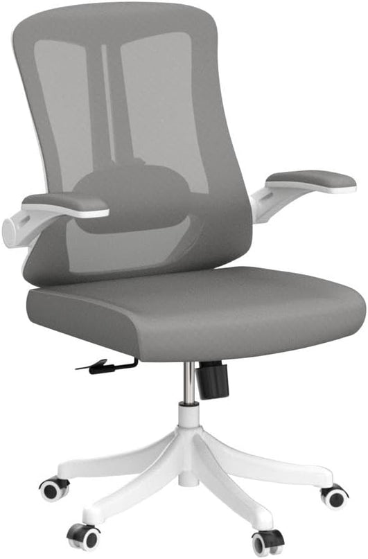 Office Chair with 350LBS Capacity, Ergonomic Comfort Home Desk Chair, Mid Back Gaming Chair with Wheels, Adjustable Height, Lumbar Support, Flip-up Armrest - LeafyLoom