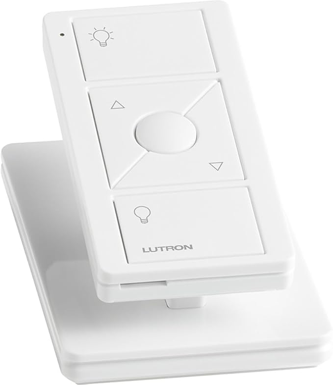 Lutron Pico Remote for Caseta Smart Dimmer Switch, 3-Button Control with Raise/Lower and Preset Lighting Level, For Table Top or Wallmount Use, PJ2-3BRL-WH-L01R, White Lutron