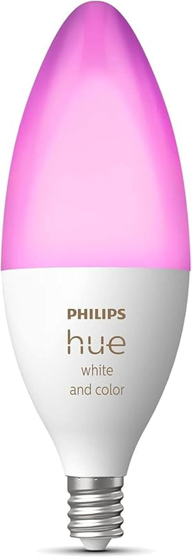 Philips Hue Smart 40W B39 Candle-Shaped LED Bulb - White and Color Ambiance Color-Changing Light - 4 Pack - 450LM - E12 - Control with Hue App - Works with Alexa, Google Assistant and Apple Homekit PhilipsHue