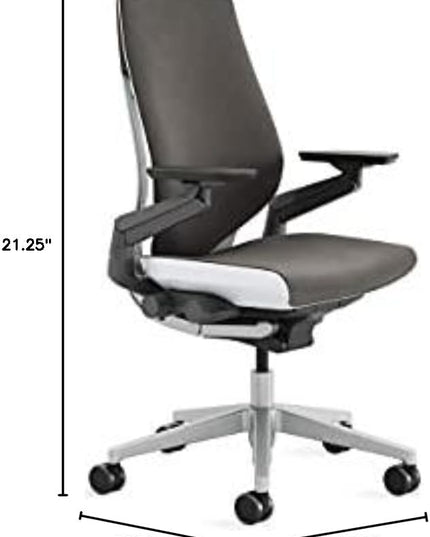 Steelcase Gesture Office Chair - Ergonomic Work Chair with Wheels for Carpet - Comfortable Office Chair - Intuitive-to-Adjust Chairs for Desk - 360-Degree Arms - Graphite Gray Fabric - LeafyLoom