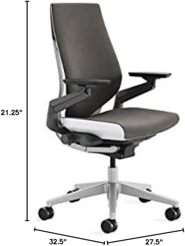 Steelcase Gesture Office Chair - Ergonomic Work Chair with Wheels for Carpet - Comfortable Office Chair - Intuitive-to-Adjust Chairs for Desk - 360-Degree Arms - Graphite Gray Fabric - LeafyLoom