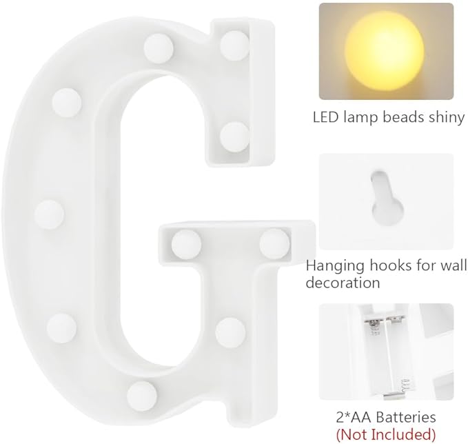 Marquee Letters Night Light Alphabet Letters G Light Up Sign Letters for Wall Decor Decorations for Bedroom Baby Shower Decorations for Boy Disco Party Decorations Birthday Party Decorations - LeafyLoom