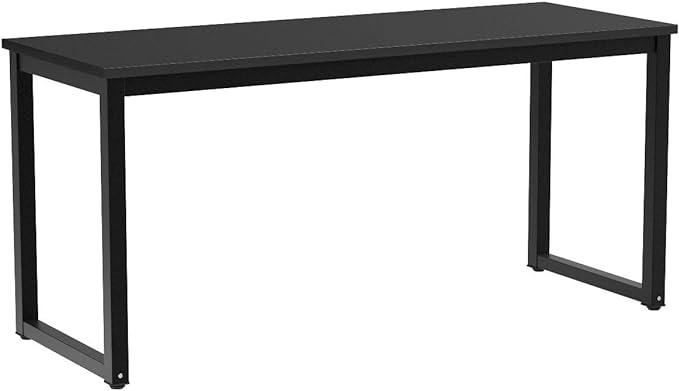 NSdirect 63 inch Computer Desk,Modern Simple Style PC Table Office Desk Wide Workstation for Study Writing,Gaming and Home Office,Extra 1" Thicker Wooden Tabletop and Black Metal Frame,Black - LeafyLoom