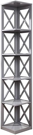 Convenience Concepts Oxford 5 Tier Corner Bookcase, Gray - LeafyLoom