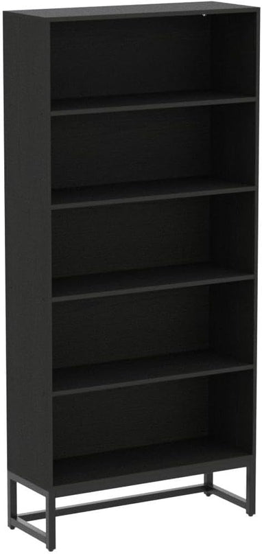 Tribesigns Tall Bookcase Black Bookshelf, 70.8” Large Bookcases Organizer with LED Lights, Heavy Duty Free-Standing Library Bookshelf with 5-Tier Storage Shelves for Living Room, Bedroom (Black) - LeafyLoom