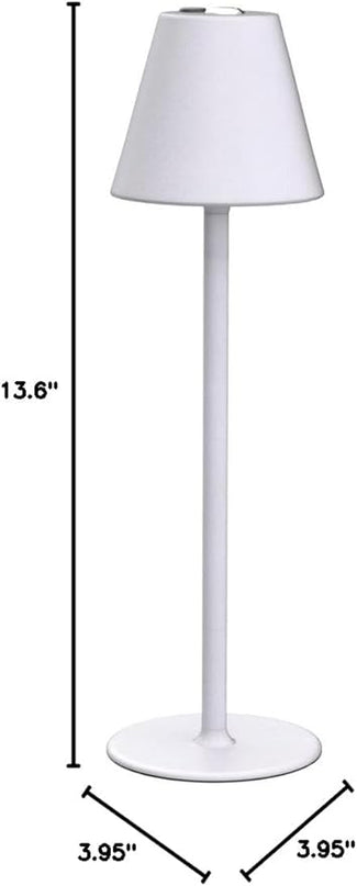 Modern LED Cordless Table Lamp, 4000mAh Rechargeable Battery, 3 Level Brightness Night Light, Metal Shell, Minimalist Design, for Couples Dinner/Coffee Table/Restaurant/Bedroom, White - LeafyLoom