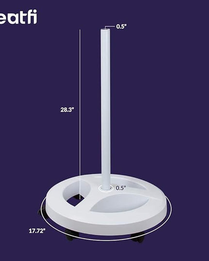 Neatfi 6-Wheel Rolling Base Floor Stand, Compatible for LED Desk Lamp and Magnifying Lamps, Versatile Stand for Work, Study, and Needlework (White) - LeafyLoom
