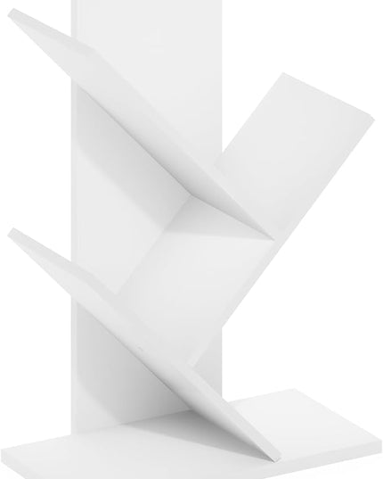 Furinno Tree Bookshelf 3-Tier Floor Standing Tree Bookcase, White - LeafyLoom