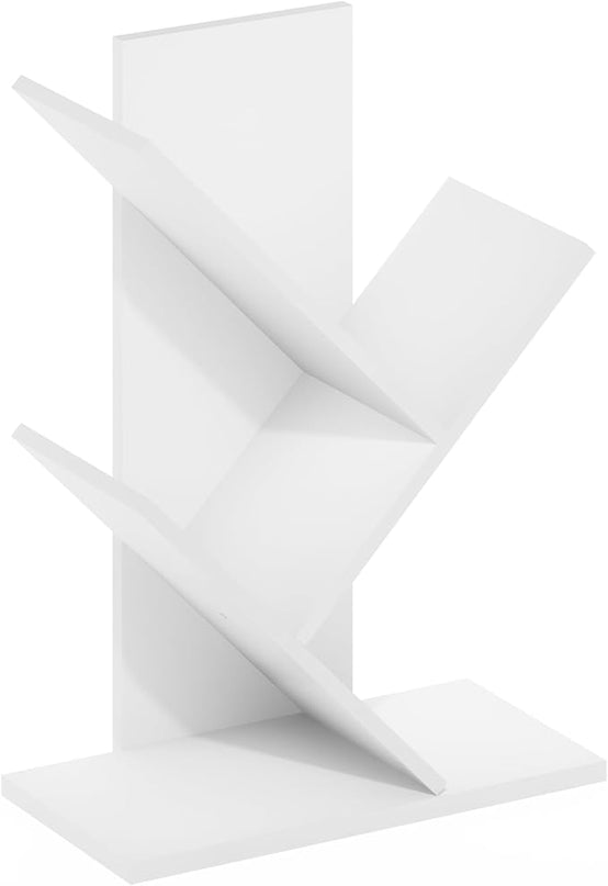 Furinno Tree Bookshelf 3-Tier Floor Standing Tree Bookcase, White - LeafyLoom