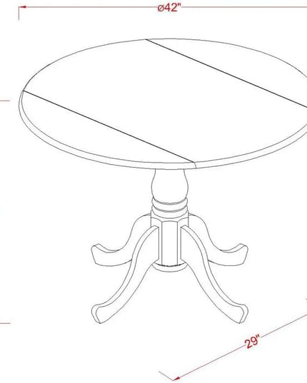 East West Furniture DLGA5-AWA-03 Dublin 5 Piece Set Consist of a Round Dining Room Table with Dropleaf and 4 Parson Kitchen Chairs, 42x42 Inch - LeafyLoom